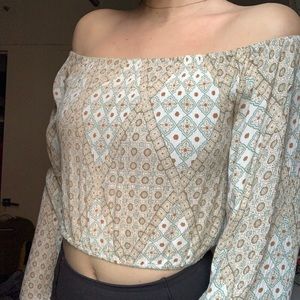 PACSUN cropped long sleeve off the shoulder top